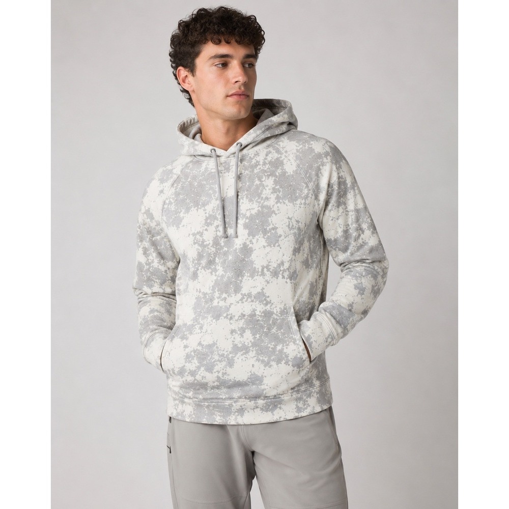 Lululemon City Sweat Pullover Hoodie Mens Medium Grey White Marble Tie Dye